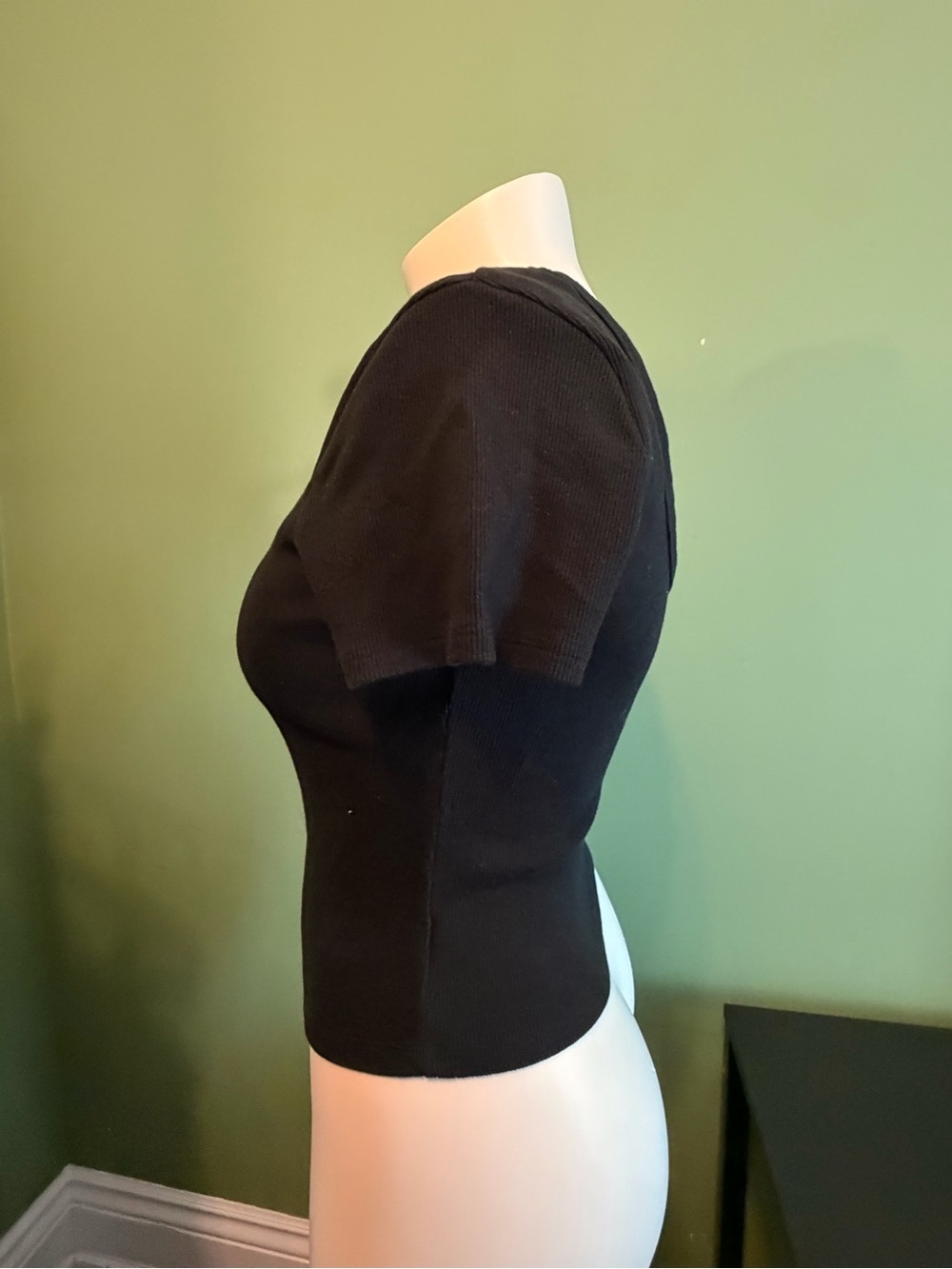 Universal Thread Black Ribbed Square Neck Short Sleeve Top - Picture 4 of 11